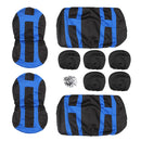 Universal Car Seat Covers Front Rear Protectors 9 Piece Set Washable Blue & Black