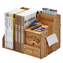 Multi-function Desktop Organizer Wooden Storage Rack Office File Tray Wood Display Shelf with Tissue Holder