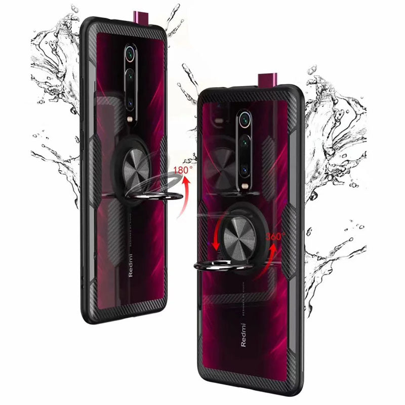 Bakeey Transparent Ring Holder Magnetic Car PC & Carbon Fiber Protective Case For Xiaomi Mi9T/ Mi 9T PRO / Redmi K20 / Redmi K20 PRO