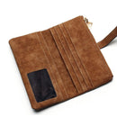 IPRee Vintage PU Leather Long Wallet Two Fold Billfold Pocket ID Credit Card Holder Coin Purse Men Women