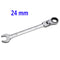 24 mm CR-V Steel Flexible Head Ratchet Wrench Metric Spanner Open End & Ring Wrenches Tool