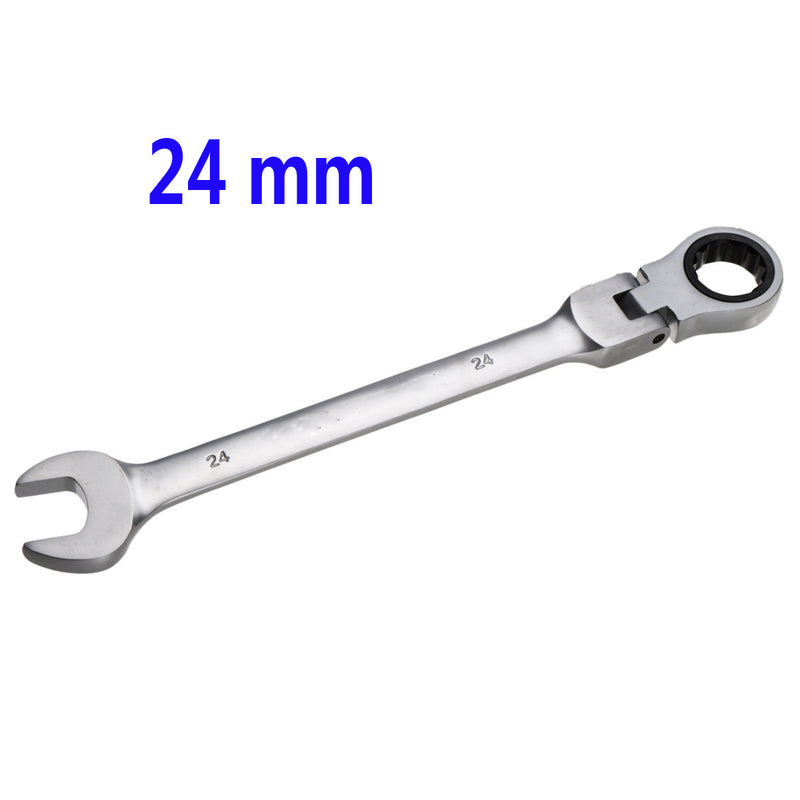 24 mm CR-V Steel Flexible Head Ratchet Wrench Metric Spanner Open End & Ring Wrenches Tool