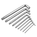 BOY 6205 9Pcs 1 Set Hex Key Wrench 1.5/2/2.5/3/4/5/6/8/10mm Hand Tool Ball Point End Silver Tone