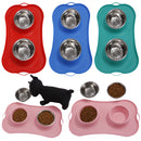 Stainless Steel Dog Cat Bowl Non Spill Silicone Mat Pet Water Food Dish Feeder