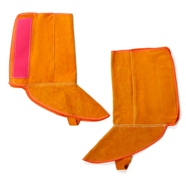 1Pair 8.3 Inch Cowhide Leather Welding Feet Protection Cover Sleeves Flame Resistant Safe Gloves