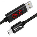 TOPK D-Line1 2.4A QC3.0 Voltage Current Display Micro USB Fast Charging Data Cable 1M For Phone Tablet