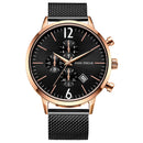 MINI FOCUS MF0185G Business Style Complete Calendar Mesh Steel Men Wristwatch Quartz Watch