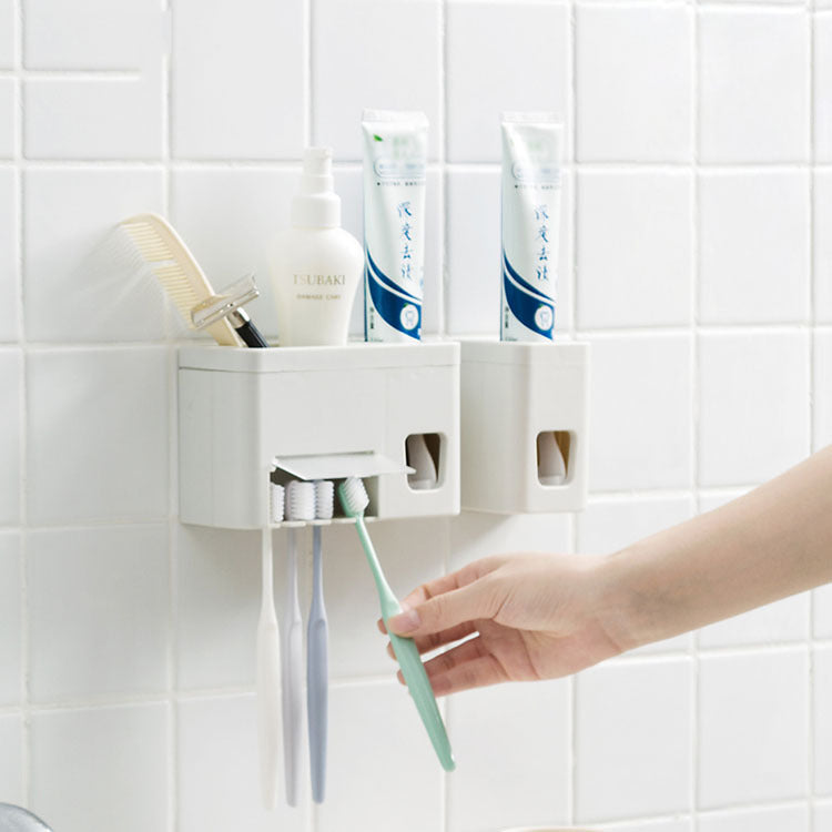 Honana BC-259 Wall Mounted Automatic Toothpaste SqueezDispenser With Toothbrush Holder Set Bathroom