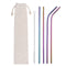 Outdoor Portable Reusable Stainless Steel Straw Metal Straight Bent Drinking Straws Set With Storage Bag