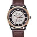 BAGARI 8009P Fashion Leather Strap Men Date Display Quartz Watch