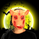 Halloween Creepy Animal Prop Latex Party Unisex Scary Pig Head Mask With Hair Cosplay