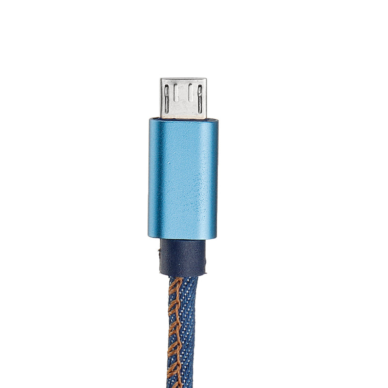 2M 2.4A Micro USB Fast Charging Denim Braided Data Cable For Smartphone Tablet