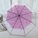 SaicleHome PEVA Romantic Cherry Blossoms Transparent Umbrella Folding Umbrella Sun Rain Gear