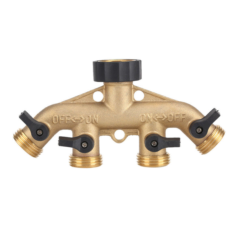 Brass 2/4 Way Garden Water Tap Adapte Valve Splitter Hose Pipe Tap Connector