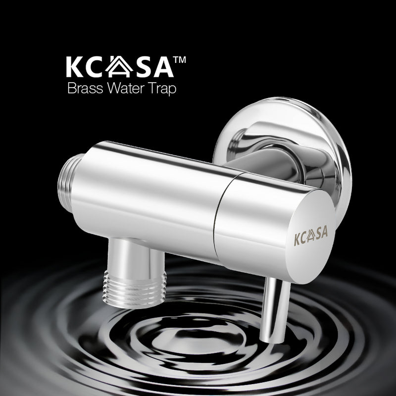 KCASA Brass 360 Degree Rotation Switch Water Knockout Trap Three Way Angle Valve Bath Water Diverter