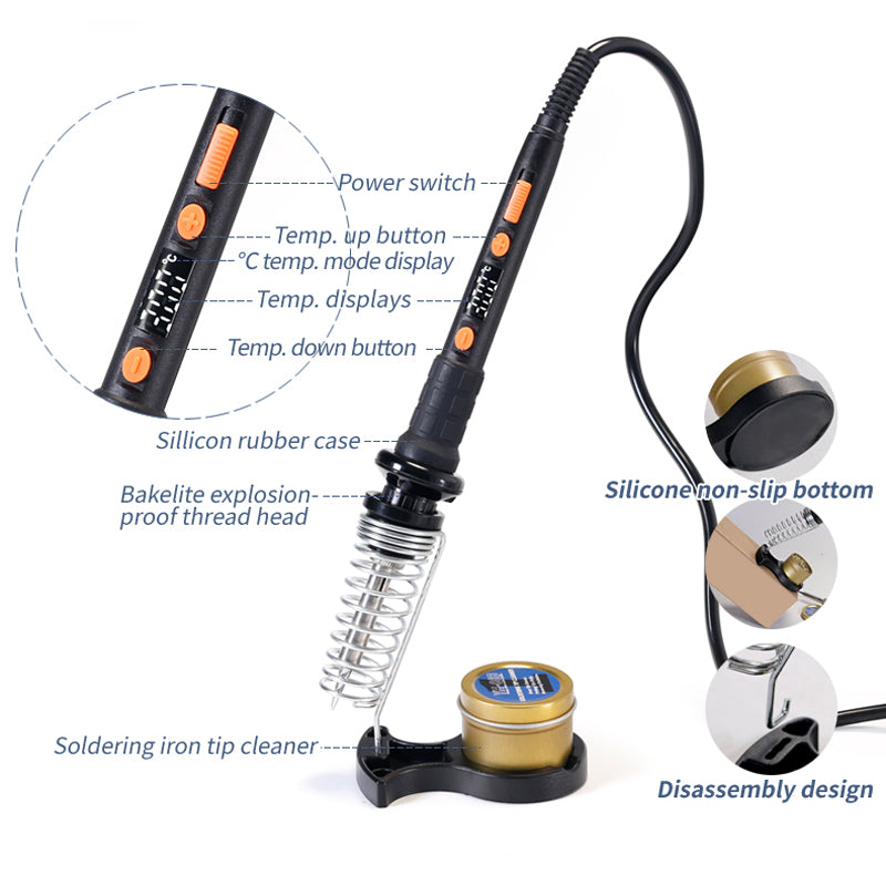 YIHUA 928D-II Solder Iron 3 LED Lamps Digital Display Sleep Protection Adjustable Temperature Electric Soldering Iron