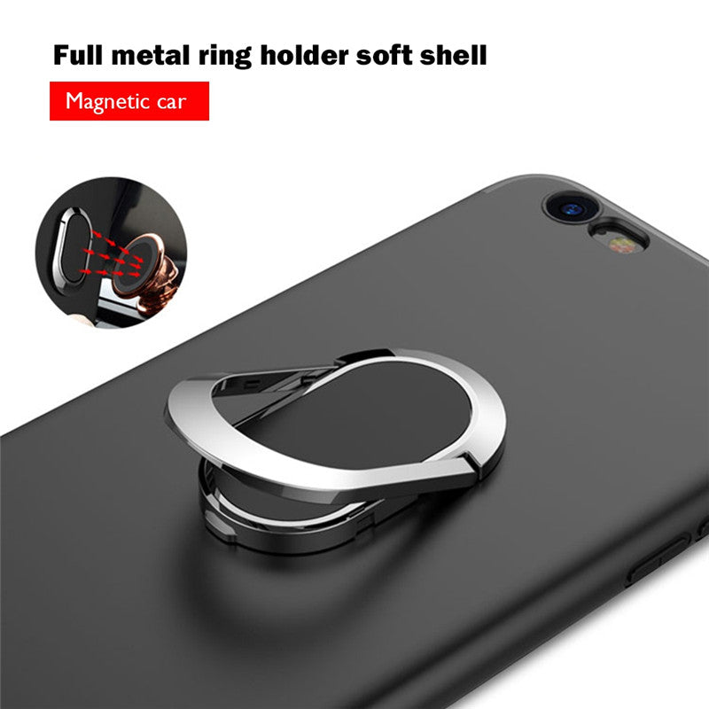 Bakeey 360 Adjustable Metal Ring Kickstand Magnetic Frosted Soft TPU Case for iPhone 6Plus 6sPlus