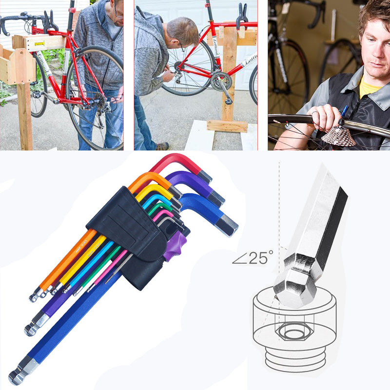 9pcs Ball End L Wrench Long Arm Key Set Torx Star Hex Metric and Imperial Allen Wrench Screwdriver