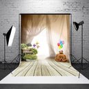 5x7FT Children Bear Balloon Wooden Floor Photography Studio Background Backdrop