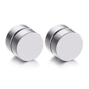 Punk Magnetic No Pierced Men's Earring Stainless Steel Round Clip On Stud Earrings for Men Women