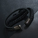 Stainless Steel Buckle Leather Alloy Black Plated 8 Word Imitation Leather Bracelet