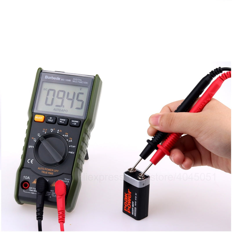 Borbede 168B Digital Multimeter 6000 Count DC AC Capacitance Resistance Temperature Mini Tester