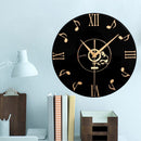 Emoyo ECY003 Musical Note Wall Clock Black CD Album 3D Wall Clock For Home Office Decorations