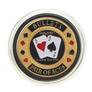 Metal Poker Guard Card Protector Coin Chip Gold Color Plated With Round Plastic Case