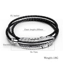 Titanium Steel Feather Skin Multi-layer Stainless Steel Braided Leather Male Bracelet