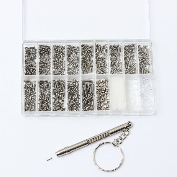 Suleve MXSS1 1000Pcs Glasses Sun Glassess Watches Pad Screw Nut Kit with Screwdriver Repairtools