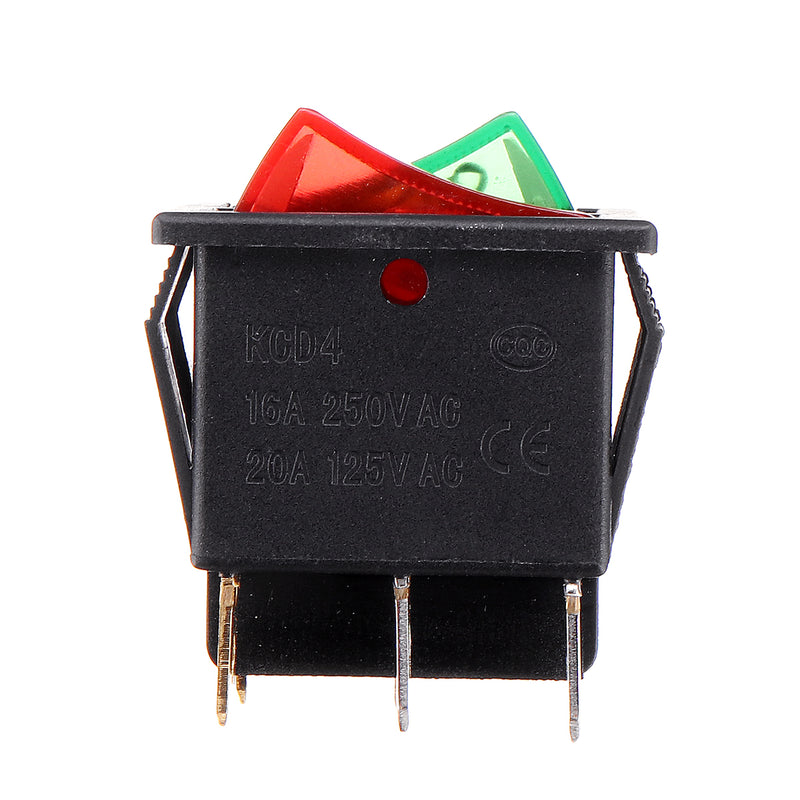 Rocker Switch Red Green Kcd3 Dual 6-pin With Light for Electrical Products Car Motorcycle TV Treadmill Coffee Pot Water Dispenser