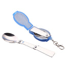 1 Pcs Folding Tableware Stainless Steel Salad Spoon Camping BBQ Picnic Dinnerware