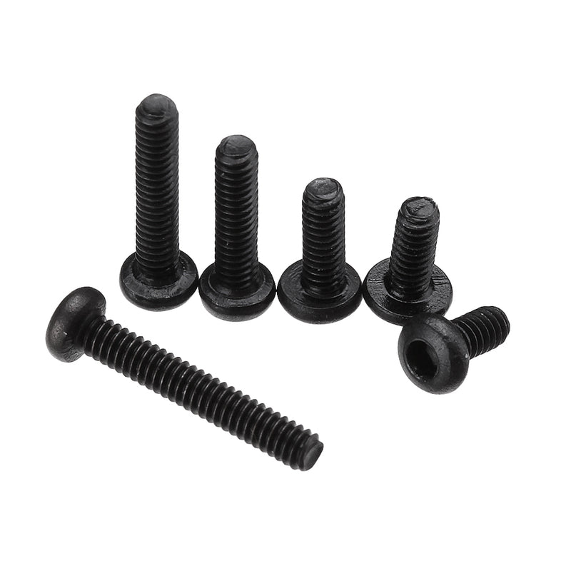 600Pcs Black Carbon Steel 10.9 Grade Hexagon Cap Button Head Flat Head Screw Nuts Assortment Set