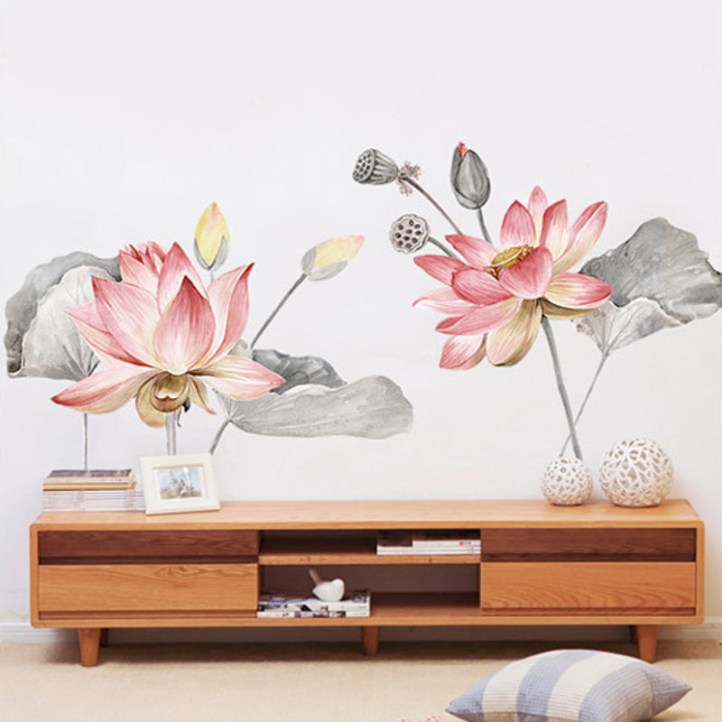 Lotus Flower Wall Poster Vinyl Wall Sticker Removable Room Home Decor Chinese Style