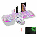 K618 104 Keys USB Wired Multimedia RGB Backlit Gaming Keyboard and 2400DPI LED Gaming Mouse Sets with Mouse Pad