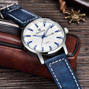 Benyar 5145 Fashion Men Watch Waterproof Automatic Week Display Leather Strap Quartz Watch