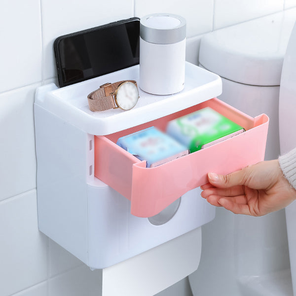 Wall-mounted Tissue Paper Container Box Holder Storage Organizer Shelf Bathroom Tissue Box