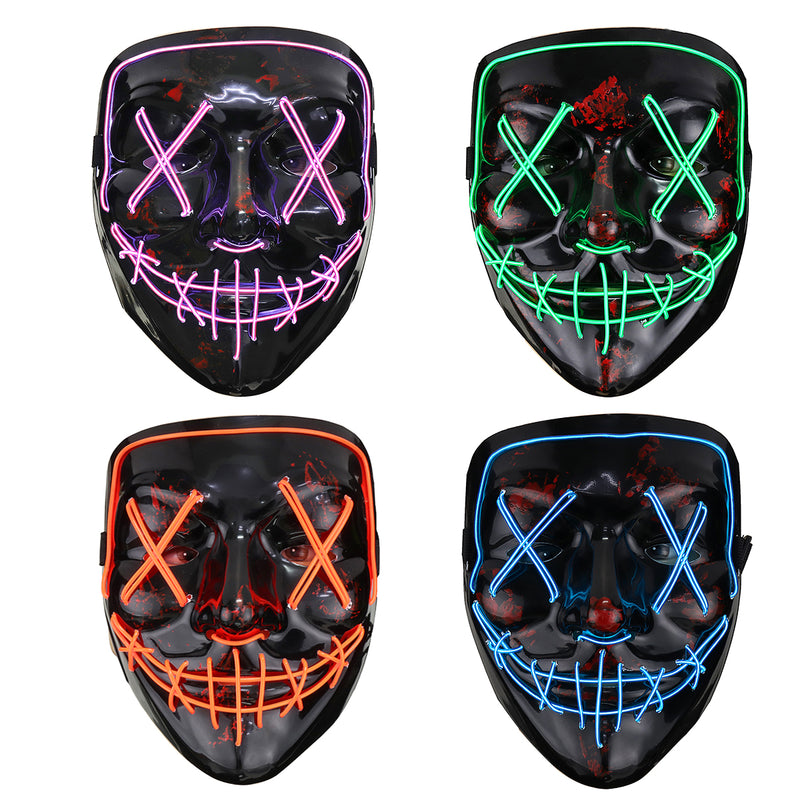Halloween 4-Modes LED Light El Wire Mask Up Funny Mask The Purge Election Year Great Cosplay Mask