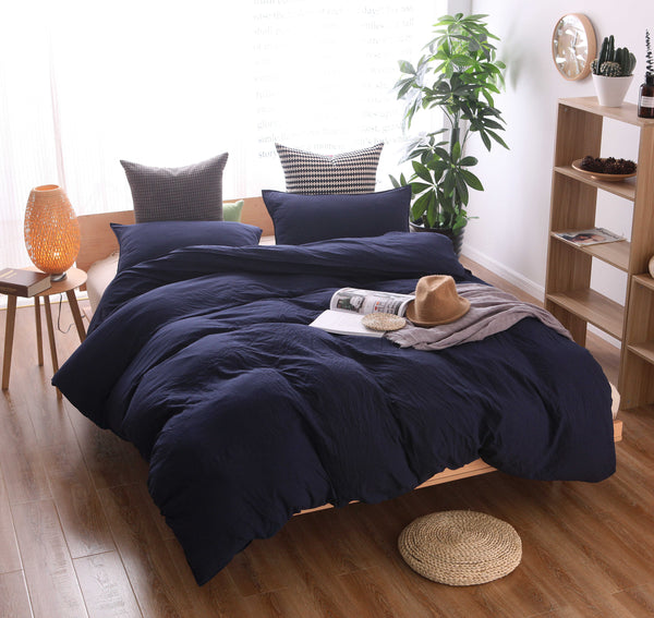 3 PCS Bedding Sets Simple And Solid Color Quilt Cover Pillow Case For Queen Size