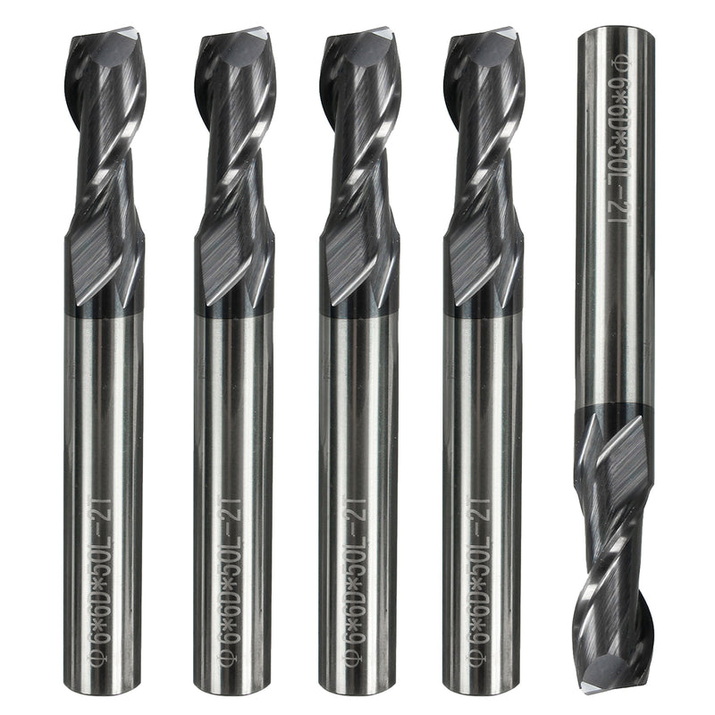 5pcs 6mm Solid Carbide Tungsten Coated 2 Flute End Mill Slot Drill Milling Cutter
