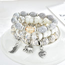 Bohemian Multilayer Tassel Beaded Bracelet Ethnic Wings Elephant Heart Colorful Pendant Bracelet