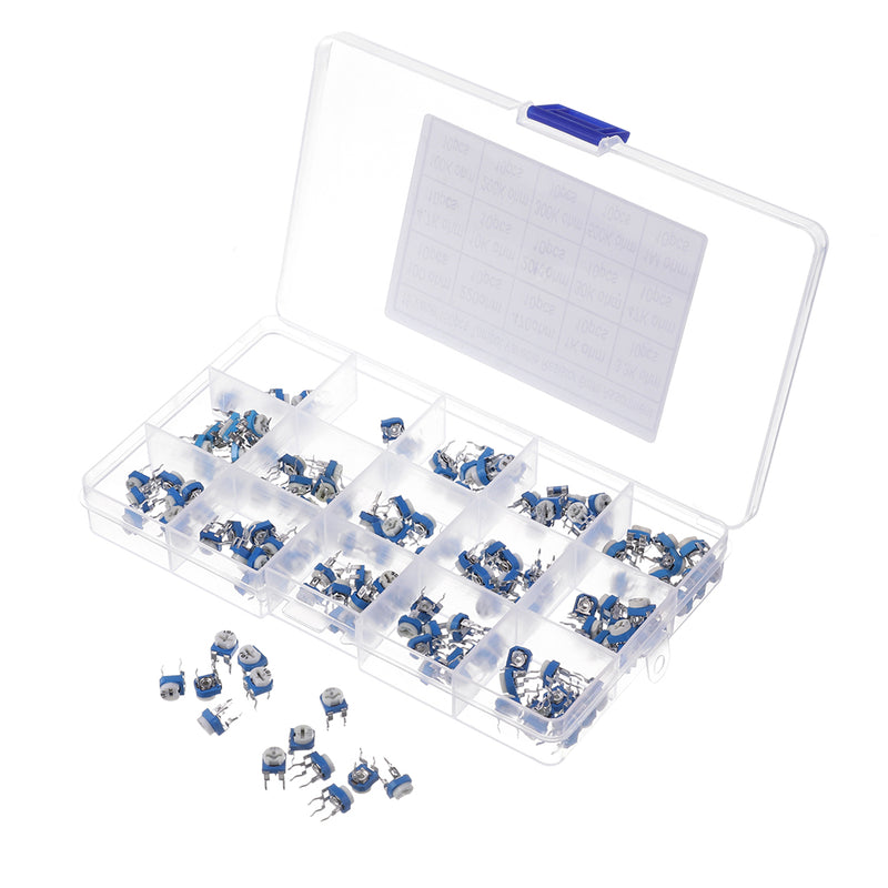 150pcs 15 Values 10 Each Trimming Potentiometer RM-065 Adjustment 100ohm-1M RM065 Variable Resistors Assorted Kit