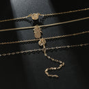 Boehmian Multilayer Gold Necklace Pineapple Coconut Tree Tassels Pendant Necklace for Women