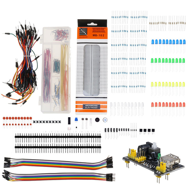 Electronics Component Basic Starter Kits with 830 Tie-points Breadboard Cable Resistor Capacitor LED Potentiometer