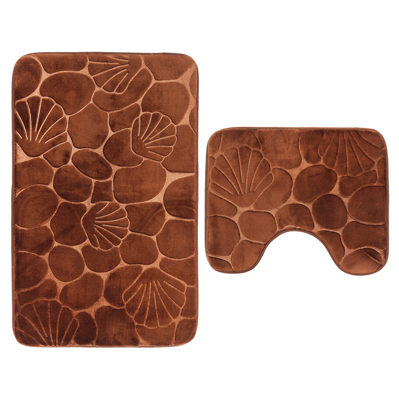 2 PCS Non Slip Toilet Cover Rugs Bath Mat Set Bath Shower Bathroom Floor Carpet