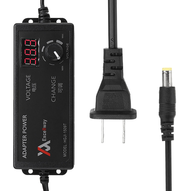 Excellway 4-24V 2.5A 60W AC/DC Adjustable Power Adapter Supply US Plug Speed Control Volt Display