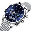 CRRJU 2266 Fashion Full Steel Mesh Calendar Chronograph 24hours Men Quartz Watch