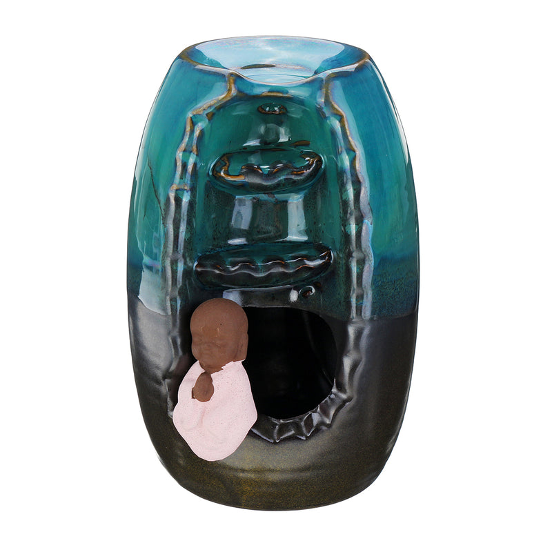 Ceramic Mountain Waterfall Smoke Backflow Incense Burner Cones Holder Decor