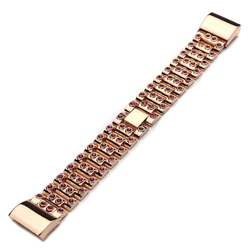 Rhinestone Watch Band Metal Stainless Steel Strap Bracelet Replacement for Fitbit Charge 2