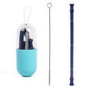 Xmund XD-XG2 Collapsible Reusable Drinking Silicone Straw Premium Food-Grade Folding Drinking Straws Outdoor Tableware With Cleaning Brush